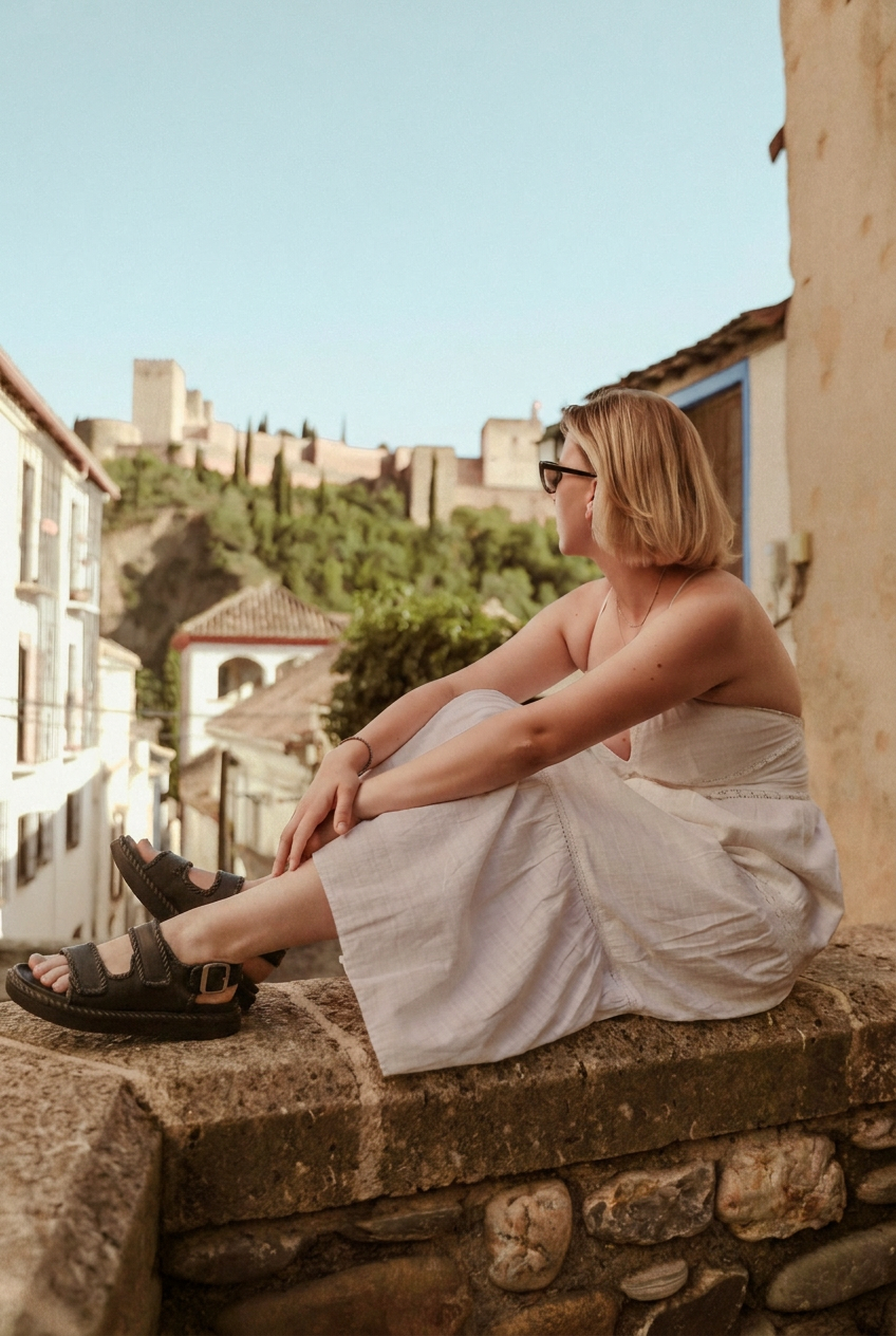 Wearing sandals exploring a European city