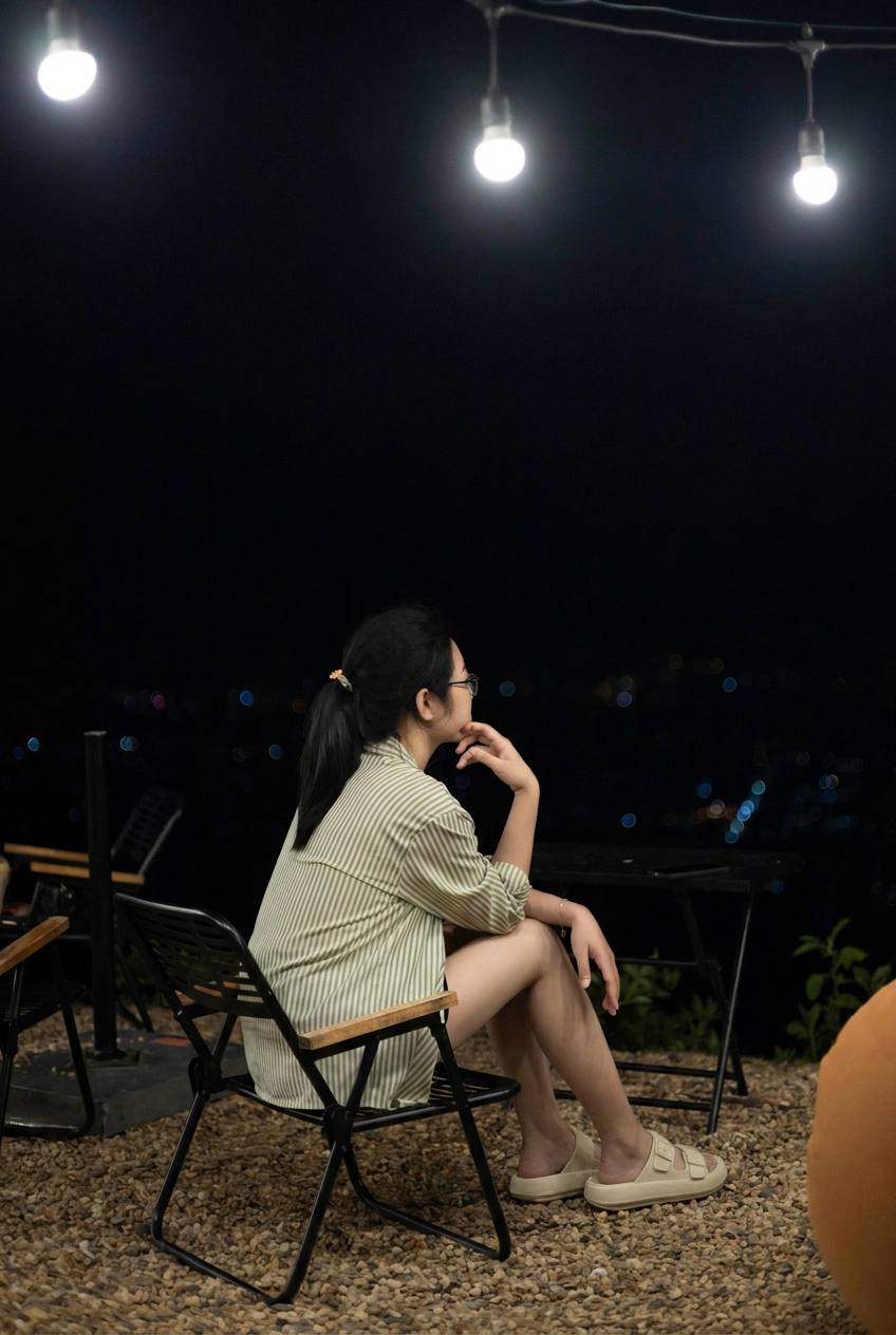 Wearing slides at an evening outdoor venue